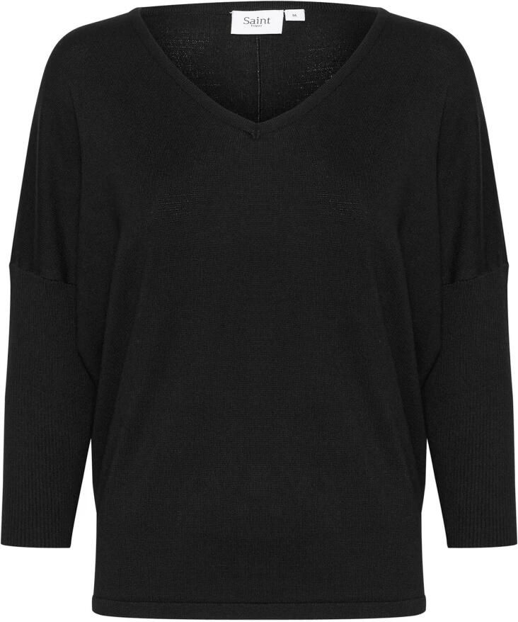 Saint Tropez V-hals Gebreide Pullover Lichtgewicht Kwaliteit Black Dames