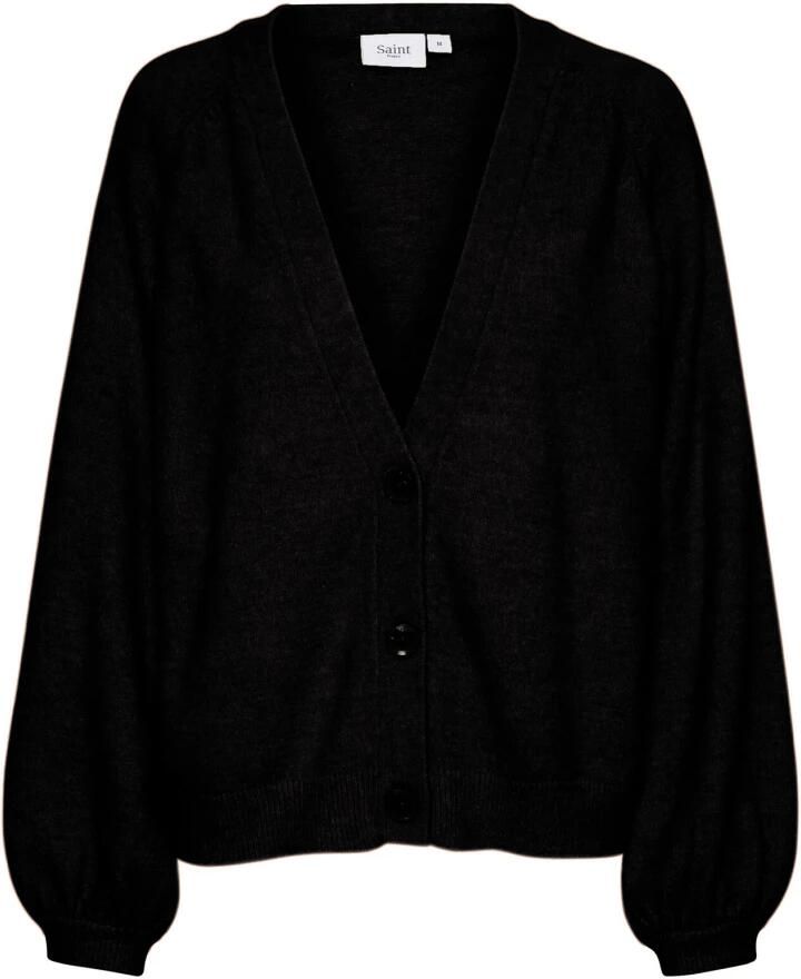 Saint Tropez Zwarte Cardigan met Pofmouwen Black Dames
