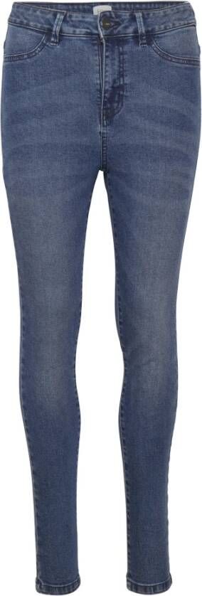 Saint Tropez Skinny-Fit Hoge Taille Jeans Klassieke Blauwe Wassing Blue Dames