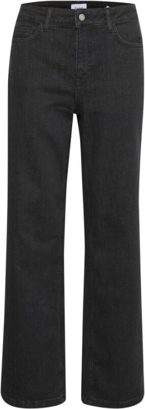 Saint Tropez Wijde Jeans in Zwart Denim Zwart Dames