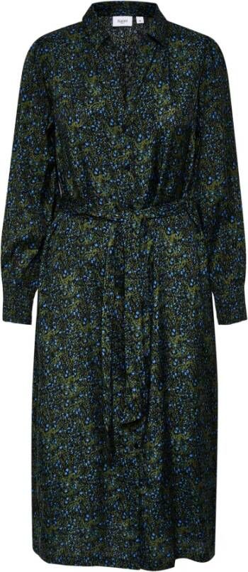 Saint Tropez Zwarte Spindle Bloemen Jurk Groen Dames