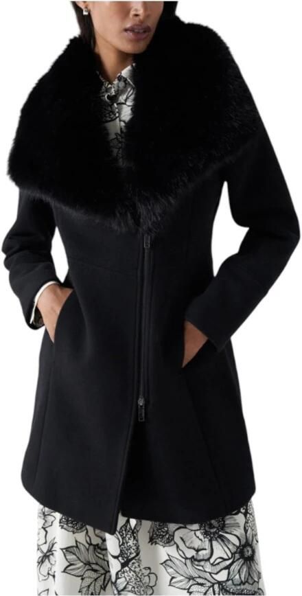 Salsa Elegante Winterjas met Kunstbontkraag Black Dames - Foto 3