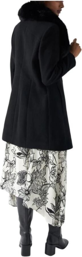 Salsa Elegante Winterjas met Kunstbontkraag Black Dames