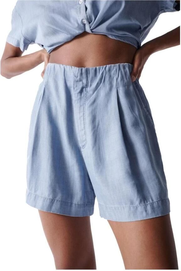 Salsa Lichte Denim Shorts met Hoge Taille Blue Dames