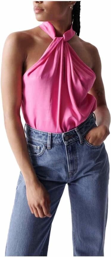 Salsa Metallic Pink Halter Neck Blouse Pink Dames - Foto 3