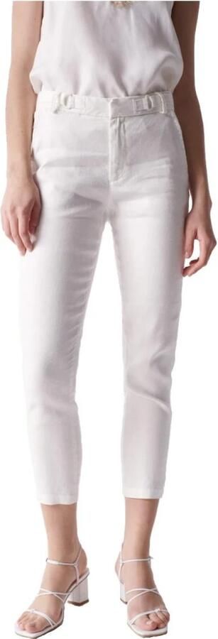 Salsa Slim Cropped Linnen Chino Broek White Dames - Foto 3