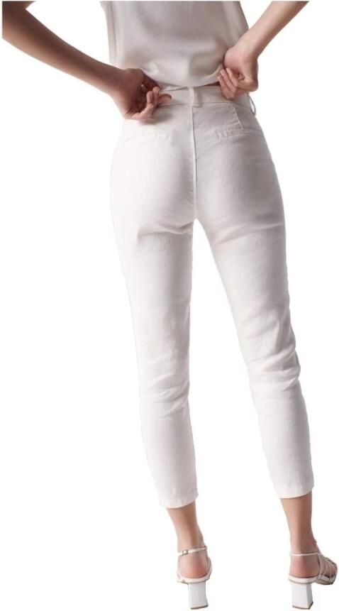 Salsa Slim Cropped Linnen Chino Broek White Dames - Foto 2