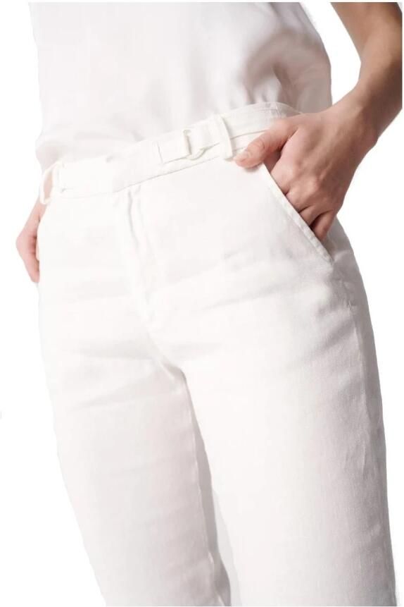 Salsa Slim Cropped Linnen Chino Broek White Dames