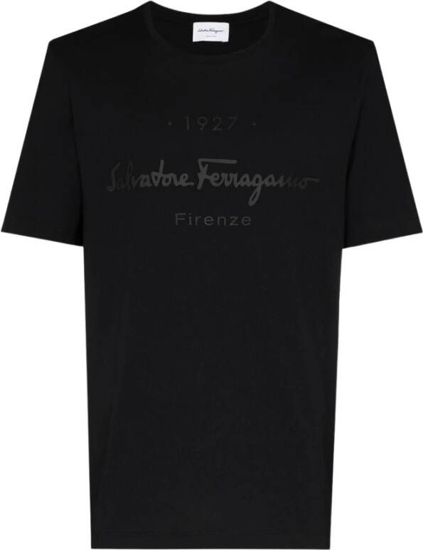 Salvatore Ferragamo 1927 Signature Logo T-Shirt Zwart Heren