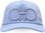 Salvatore Ferragamo Blauwe Katoenen Pet met Klep Gancini Borduursel Blue Dames - Thumbnail 1
