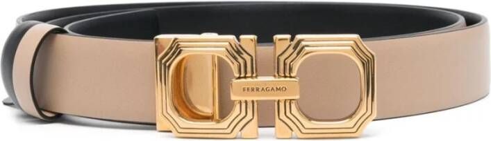 Salvatore Ferragamo Beige Nero Riem H.25 Verhoog je stijl Beige Dames