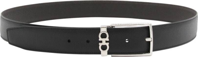 Salvatore Ferragamo Omkeerbare As Riem Dubbele Afwerking Black Heren