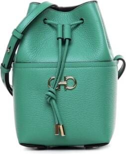 Salvatore Ferragamo Groene Leren Bucket Schoudertas Green Dames