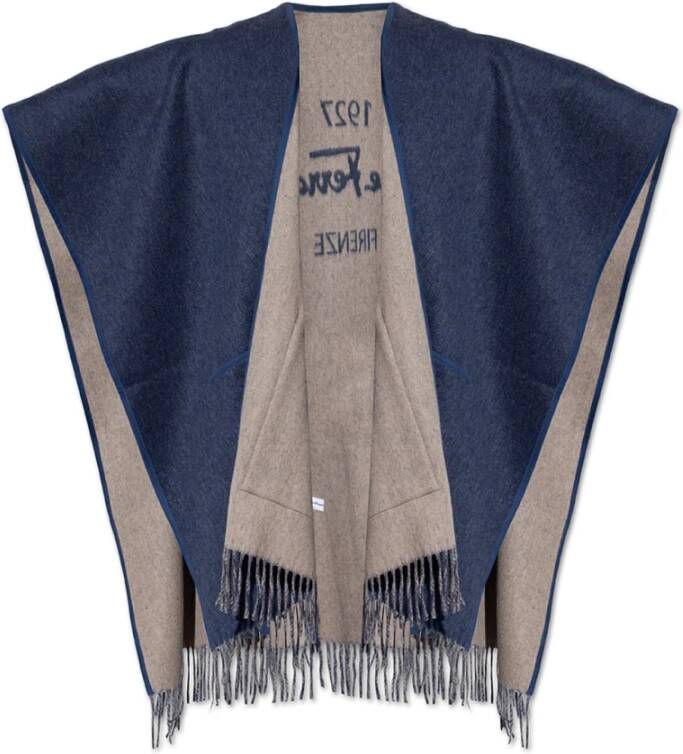 Salvatore Ferragamo Cashmere poncho Blauw Dames