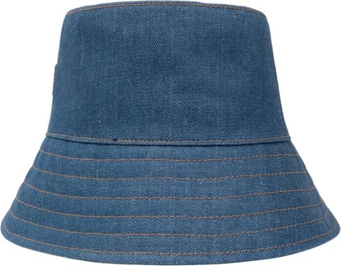 Salvatore Ferragamo Denim bucket hoed met logo Blauw Dames