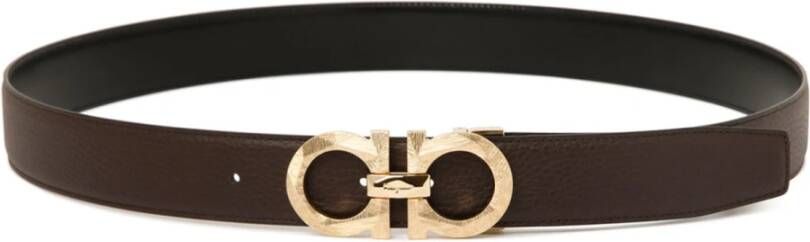 Salvatore Ferragamo Gancini Dubbel Verstelbare Riem Bruin Heren