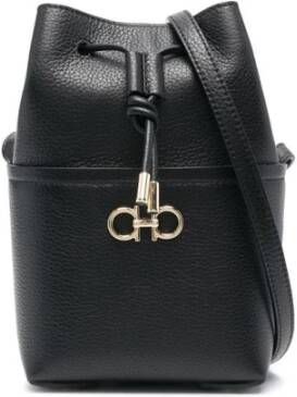 Salvatore Ferragamo Gancini Soft Bucket Tas Zwart Black Dames
