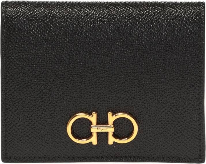 Salvatore Ferragamo Stijlvolle Leren Portemonnee voor Mannen Black Dames