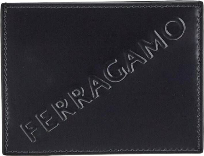 Salvatore Ferragamo Geëmbosseerde Logo Kaarthouder voor Mannen Zwart Heren