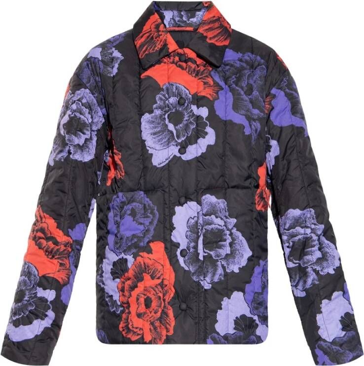 Salvatore Ferragamo Geïsoleerde jas met bloemenmotief Zwart Dames