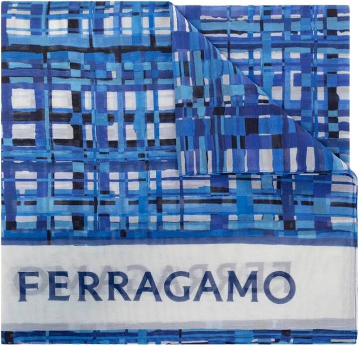 Salvatore Ferragamo Geruite sjaal Blauw Dames