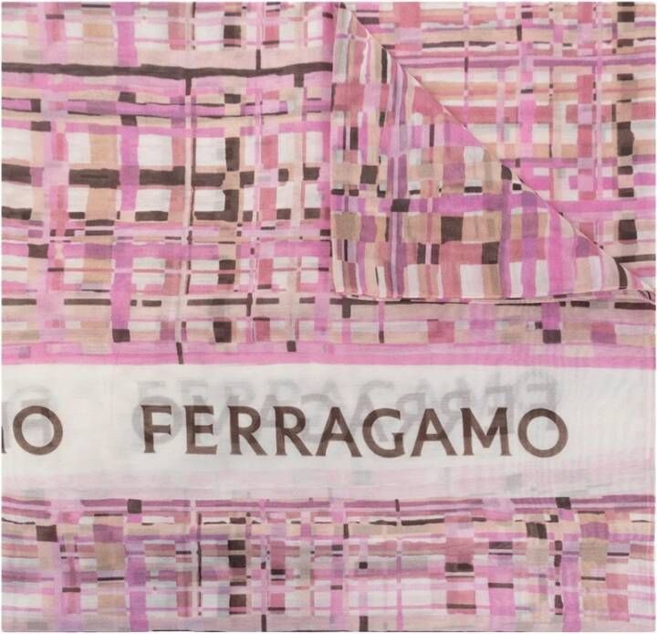 Salvatore Ferragamo Geruite sjaal Roze Dames