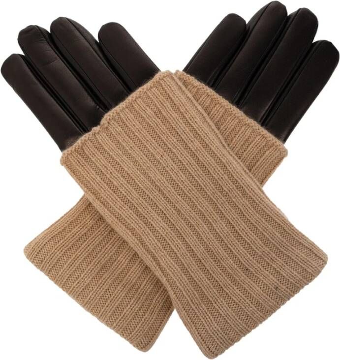 Salvatore Ferragamo Leren Handschoenen Zwart-Beige Handschoenen Beige Dames