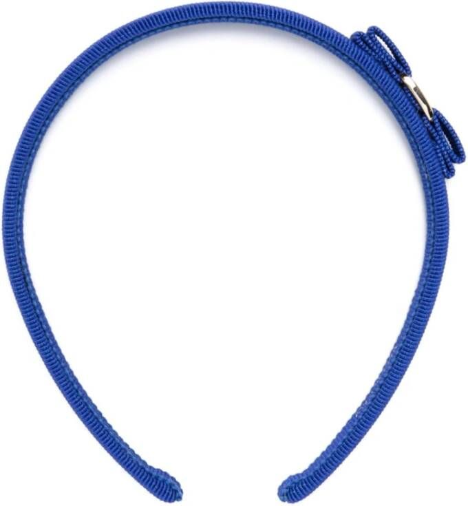Salvatore Ferragamo Logo Haarband Donkerblauwe Haarband met Strik en Zilveren Metalen Logo Blue Dames