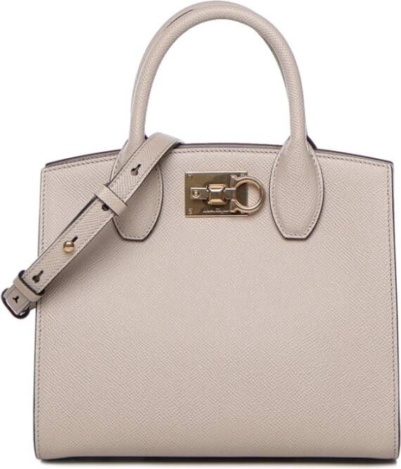 Salvatore Ferragamo Stijlvolle Crossbody Tas in Zwart Leer Beige Dames - Foto 10