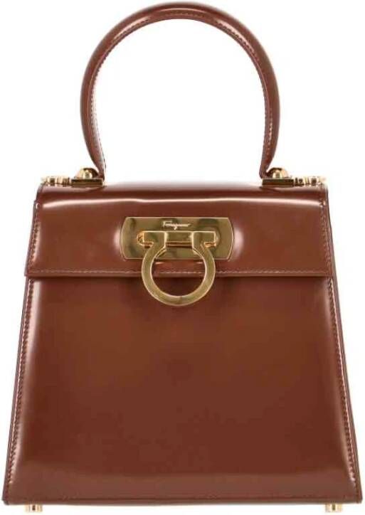 Salvatore Ferragamo Leren schoudertas Bruin Dames