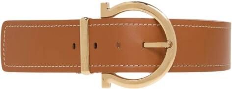 Salvatore Ferragamo Leather belt with decorative buckle Bruin Dames