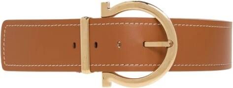 Salvatore Ferragamo Leather belt with decorative buckle Bruin Dames
