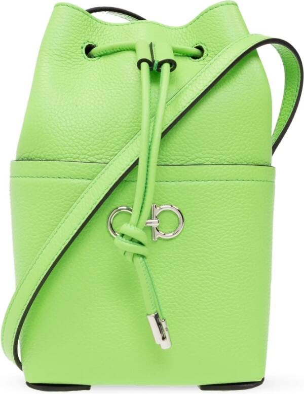 Salvatore Ferragamo Leren emmer schoudertas Groen Dames