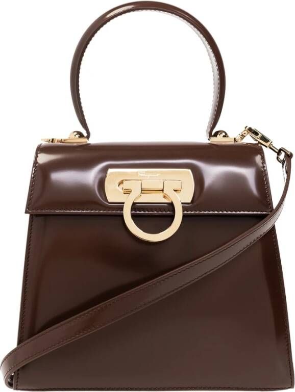 Salvatore Ferragamo Leren schoudertas Bruin Dames