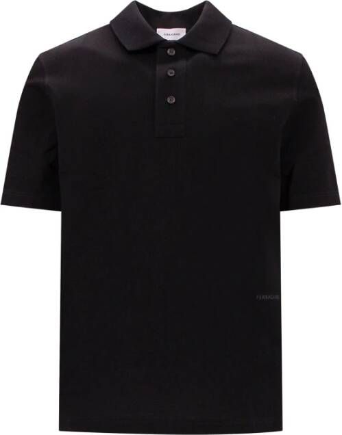 Salvatore Ferragamo Organisch Katoenen Polo Shirt Zwart Heren