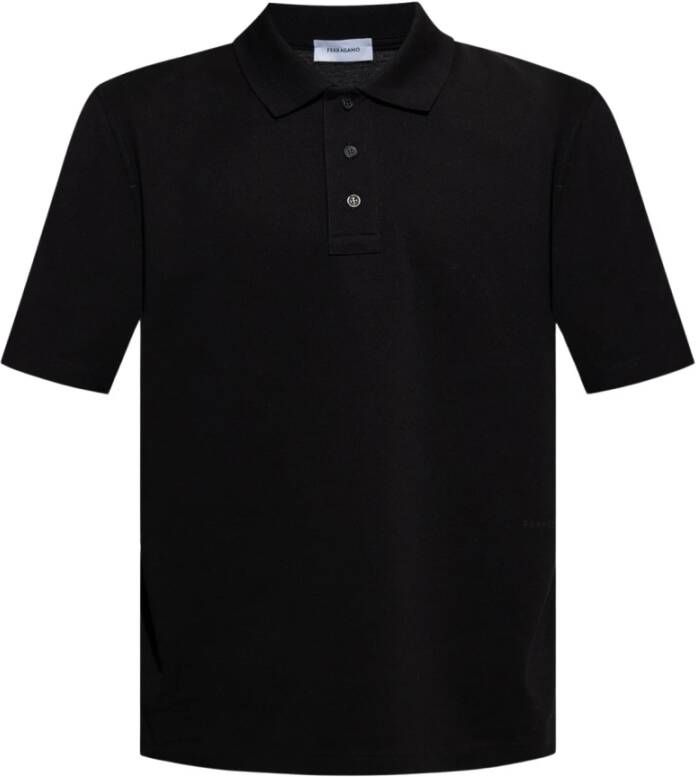 Salvatore Ferragamo Polo shirt met logo Zwart Heren