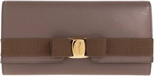 Salvatore Ferragamo Portemonnee met logo Bruin Dames