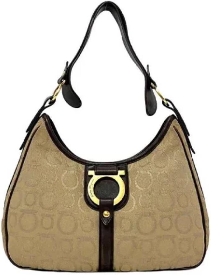 Salvatore Ferragamo Pre-owned Canvas shoulder-bags Beige Dames