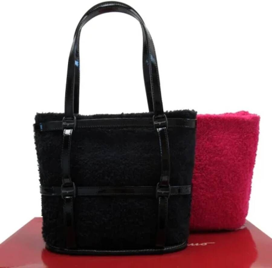 Salvatore Ferragamo Pre-owned Cotton handbags Zwart Dames