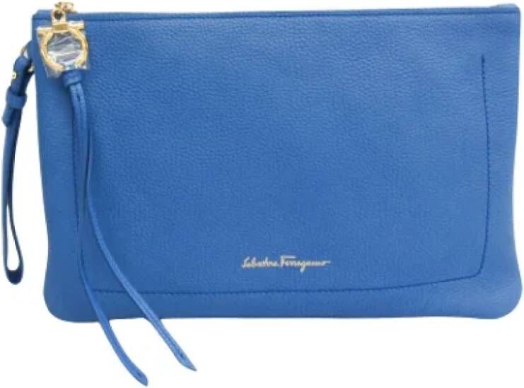 Salvatore Ferragamo Pre-owned Leather clutches Blauw Dames