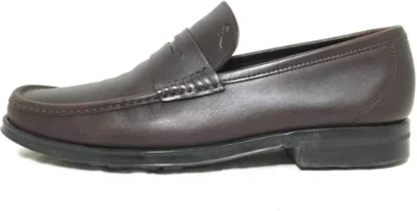 Salvatore Ferragamo Pre-owned Leather flats Zwart Dames