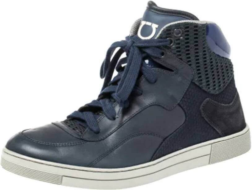 Salvatore Ferragamo Pre-owned Leather sneakers Blauw Dames