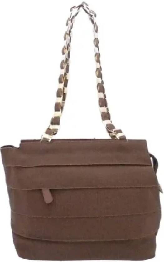 Salvatore Ferragamo Pre-owned Canvas shoulder-bags Bruin Dames