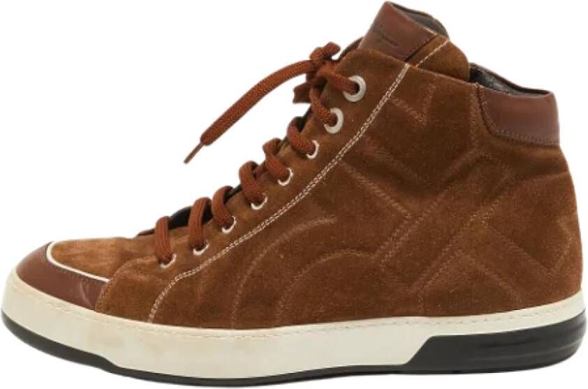 Salvatore Ferragamo Pre-owned Leather sneakers Bruin Heren