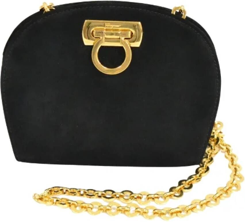 Salvatore Ferragamo Pre-owned Preated Suede handtassen Zwart Dames