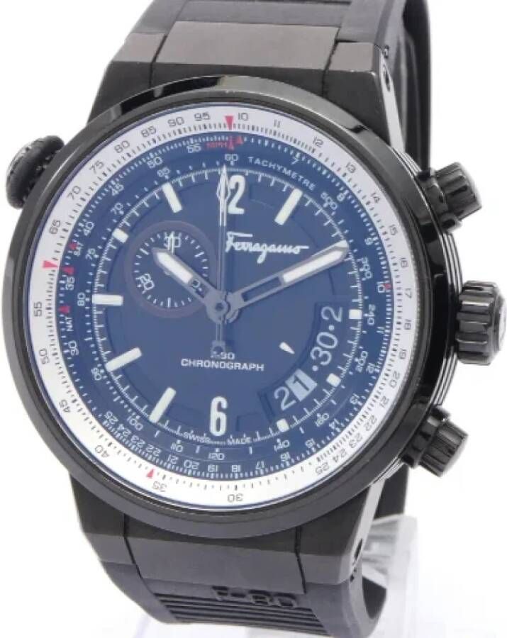 Salvatore Ferragamo Pre-owned Stainless Steel watches Zwart Heren