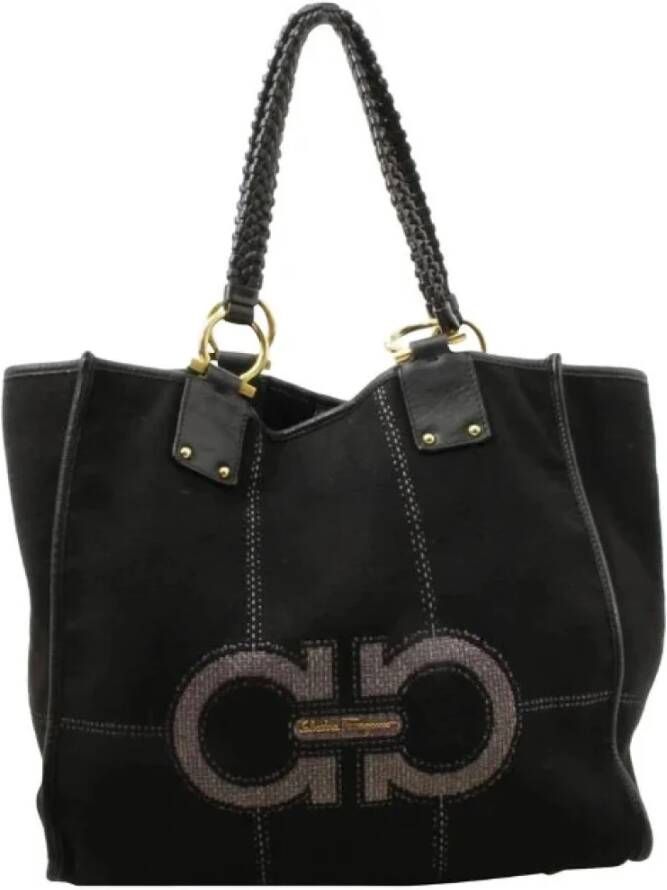 Salvatore Ferragamo Pre-owned Voldoende canvas-bakken Zwart Dames