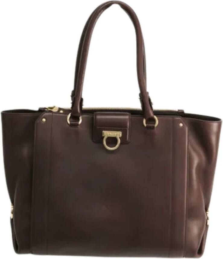 Salvatore Ferragamo Pre-owned Voldoende lederen bakken Bruin Dames