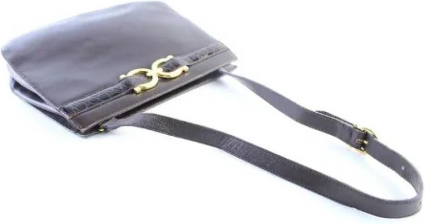 Salvatore Ferragamo Pre-owned Voldoende lederen crossbody-bags Bruin Dames