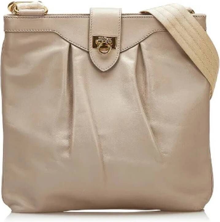 Salvatore Ferragamo Pre-owned Voldoende lederen crossbody-bags Grijs Dames